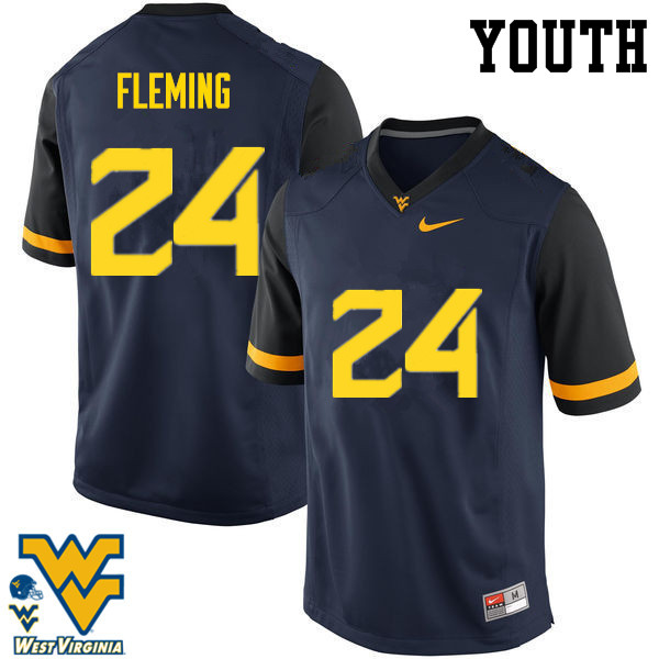 NCAA Youth Maurice Fleming West Virginia Mountaineers Navy #24 Nike Stitched Football College Authentic Jersey WO23X17CB